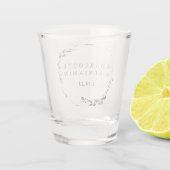 Black Floral Wreath Personalized Wedding Date Shot Glas (Achterkant)