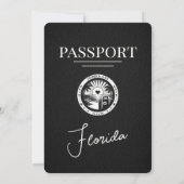 Black Florida Passport Wedding Invitation Kaart (Achterkant)