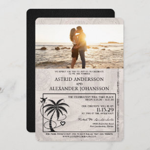 Black Florida Passport Wedding Invitation Kaart