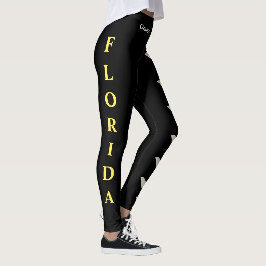 Black Florida State Flower Oranje Blossom Leggings (Rechts)