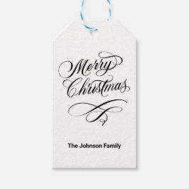 Black Floured Calligraphy Merry kerstcadeaus Cadeaulabel
