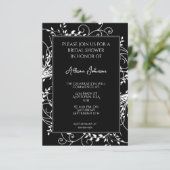 Black Flourish Bridal Shower-uitnodiging Kaart (Staand voorkant)