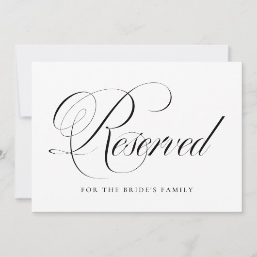 Black Flourish Script Gereserveerde bruiloft (Achterkant)