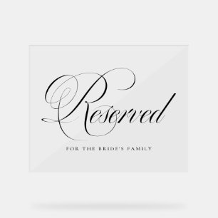 Black Flourish Script Gereserveerde bruiloft Acryl Bord