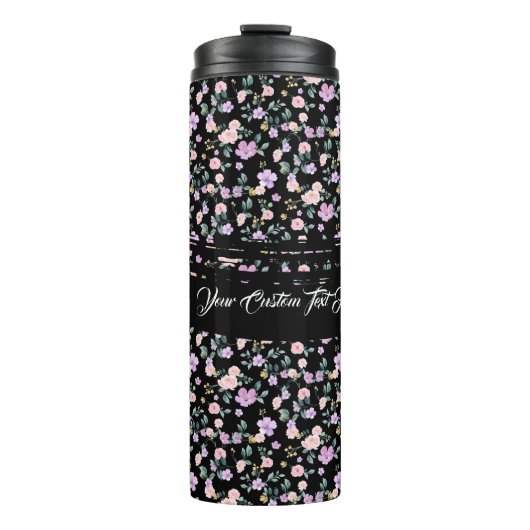 Black Flower Lady floral pattern Thermosbeker (Voorkant)