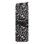 Black Flower Lady floral pattern Thermosbeker (Gedraaid links)