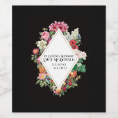 Black Flower Photo Funeral Wijn Etiket (Enkel label)