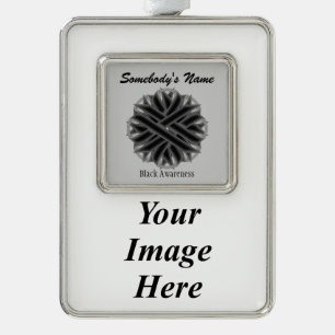 Black Flower Ribbon Tmpl (V-I) van Kenneth Yoncich Verzilverd Kader Ornament