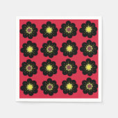 Black Flowers Floral Pattern Servet (Voorkant)