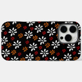 Black Flowers Pattern iPhone 16 Pro Max Hoesje (Achterkant (horizontaal))