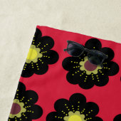 Black Flowers Red Background Scandinavian Flowers Strandlaken (In situ)