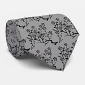 Black Flowers Stropdas (Opgerold)