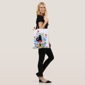 Black Fluffy Cat met bloemen Draagtas (Op model)