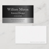 Black Foil & Steel Effet, Carte de visite Monogram (Devant / Derrière)