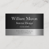 Black Foil & Steel Effet, Carte de visite Monogram (Devant)