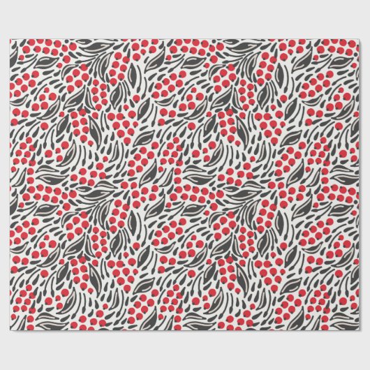 Black Foliage van Red Berries van Russische Folk A Cadeaupapier (Vlak)