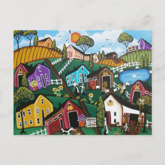 BLACK FOLK ART Lost Sheep by LORI EVERETT briefkaa Briefkaart