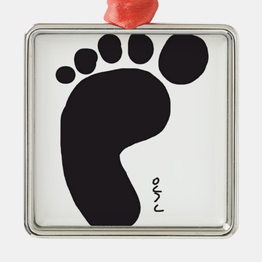 Black Foot Print Metalen Ornament (Voorkant)