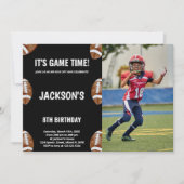 Black Football Invitations Anniversaire avec photo (Devant)