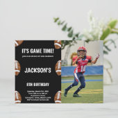Black Football Invitations Anniversaire avec photo (Debout devant)