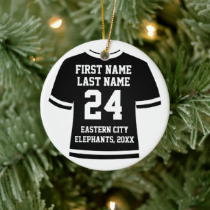 Black Football Soccer Hockey Sports Jersey Keramisch Ornament