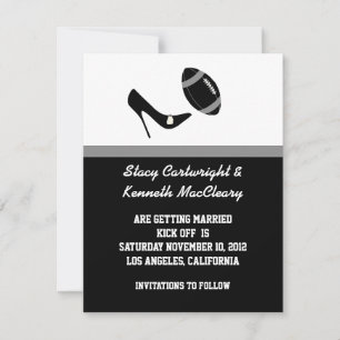 Black Football Wedding Save the Date Announounding