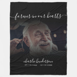 Black Forever in ons hart Foto Memorial Tribution Fleece Deken