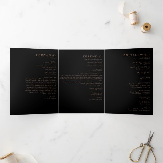Black Formal Minimal Triple Wedding Programme (Intérieur)