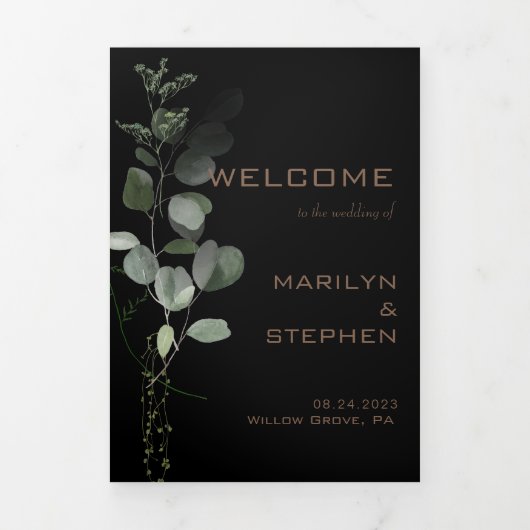 Black Formal Minimal Triple Wedding Programme (Page de couverture)