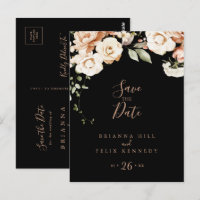 Black Formal Royal Floral Save the Date