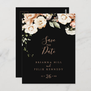 Black Formal Royal Floral Save the Date Briefkaart