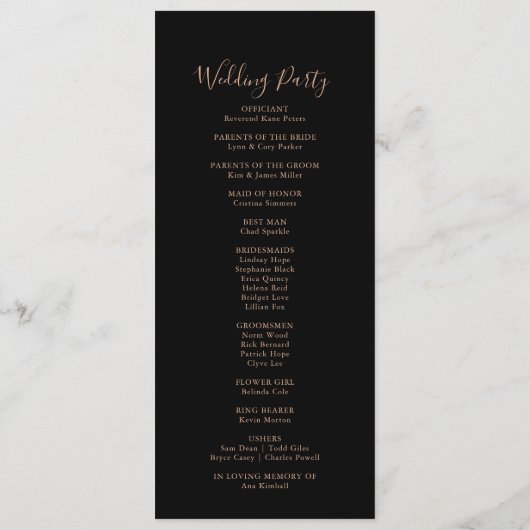 Black Formal Royal Floral Wedding Programme (Dos)