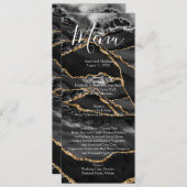 Black Forme Minimaliste Fancy Luxe Mariage Menu (Devant / Derrière)