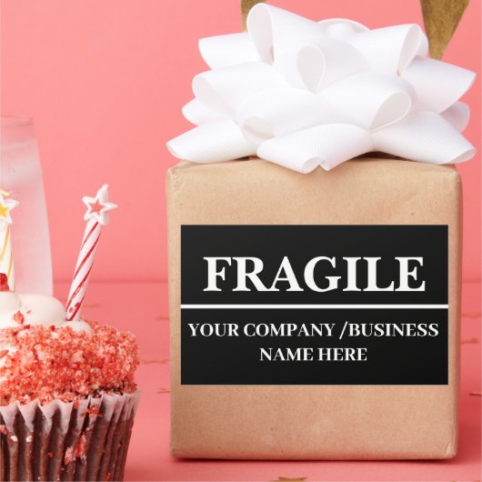 Black Fragile Shipping Label Rectangle Sticker (Feest)