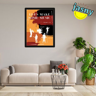 Black Framed Laten we wat muziek grafisch maken Poster