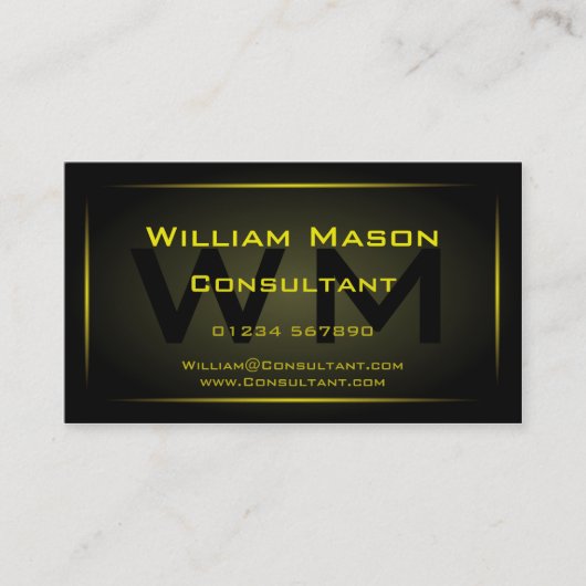 Black Framed Monogram Professional - Visitekaartje (Voorkant)