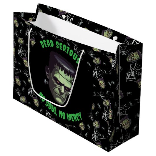🖤 Black Frankenstein Halloween Gift Bag 💀🎃 Groot Cadeauzakje (Voorkant Gekanteld)