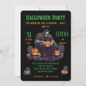 🖤 Black Frankenstein Halloween Party Invitation (Devant)