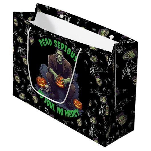 🖤 Black Frankenstein Halloween Sac cadeau 💀 🎃 (Devant Angle)