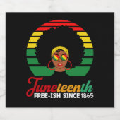 Black Freedom Free Ish sinds 1865 Juneteenth Sparkling Wijnetiket (Enkel label)