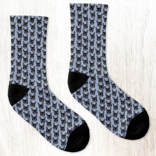 Black French Bulldog Blue Socks Sokken