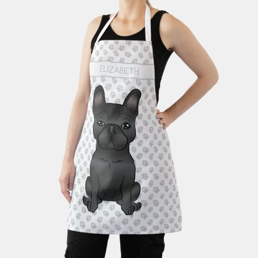 Black French Bulldog / Frenchie Cartoon Dog & Name Schort (Insitu)
