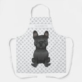 Black French Bulldog / Frenchie Cartoon Dog & Name Schort (Voorkant)