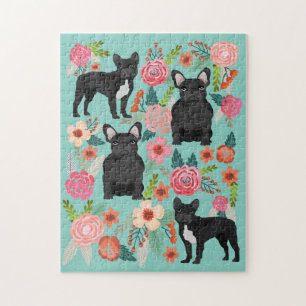 Black French Bulldogs Florals Legpuzzel