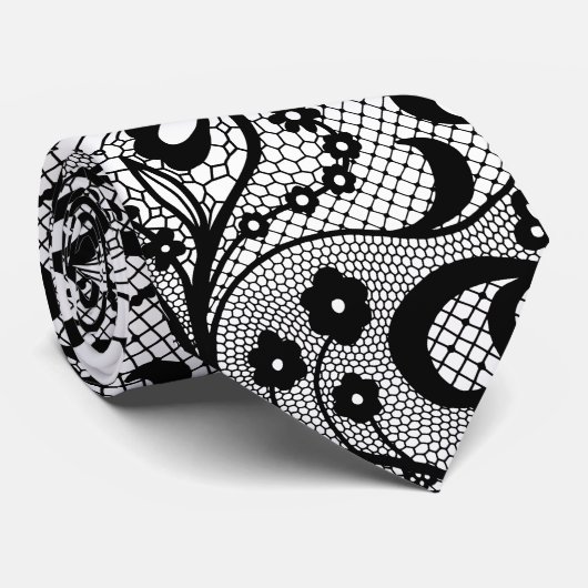 Black French Lace Stropdas (Opgerold)