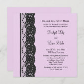 Black French Lace Wedding Invitation Kaart (Voorkant / Achterkant)