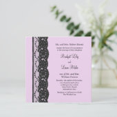Black French Lace Wedding Invitation Kaart (Staand voorkant)