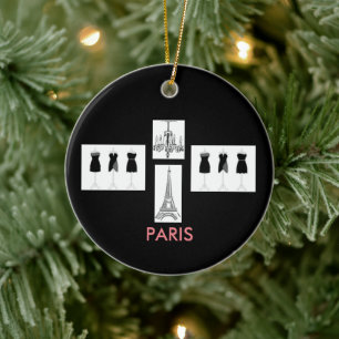 Black French Paris Threaded kerstversiering Keramisch Ornament