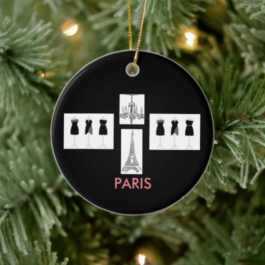 Black French Paris Threaded kerstversiering Keramisch Ornament (Boom)