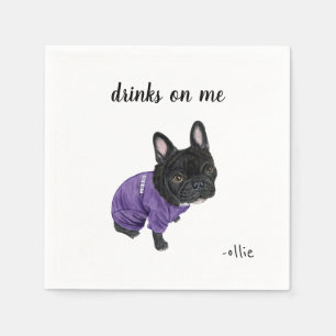 Black Frenchie Cocktail Napkins Servet